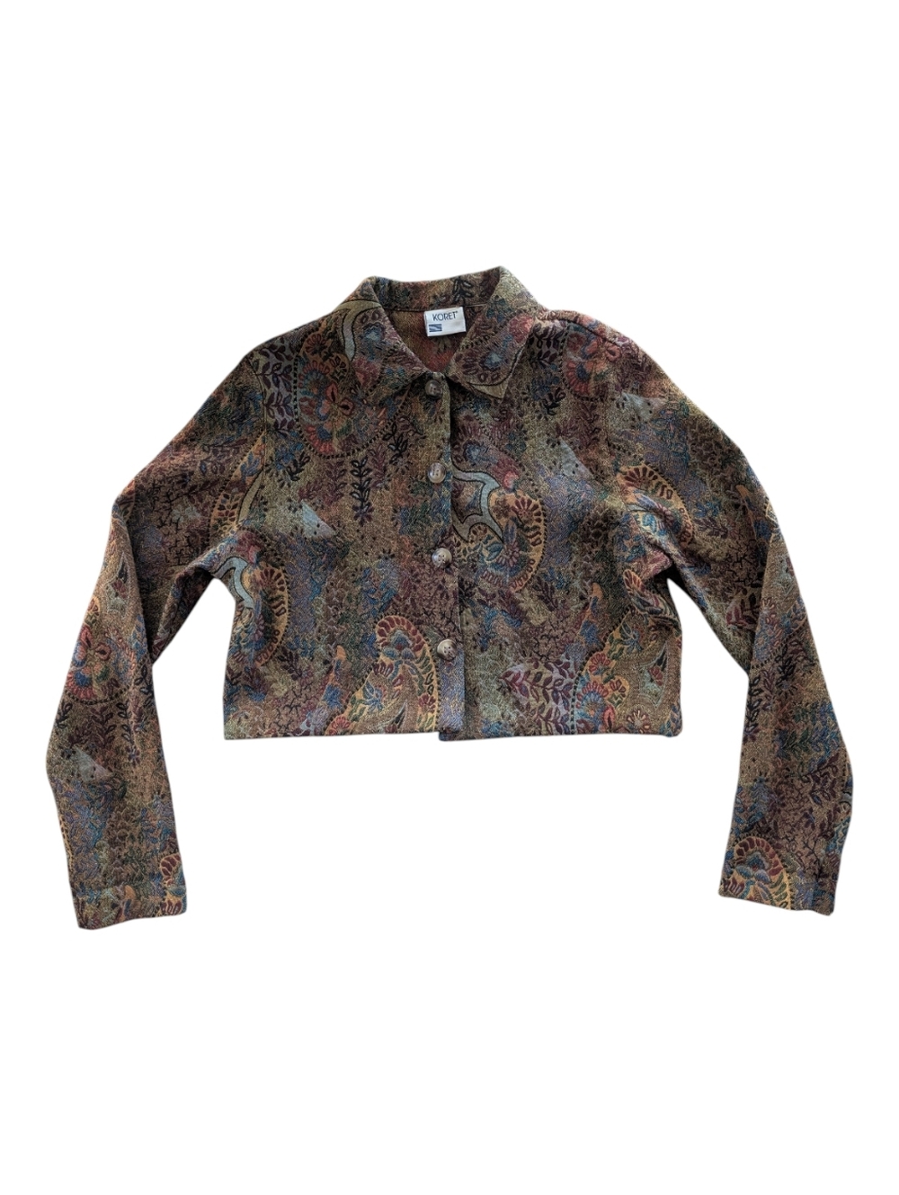 Vintage Koret Cropped Tapestry Blazer 90s Paisley Jacket Women's Small